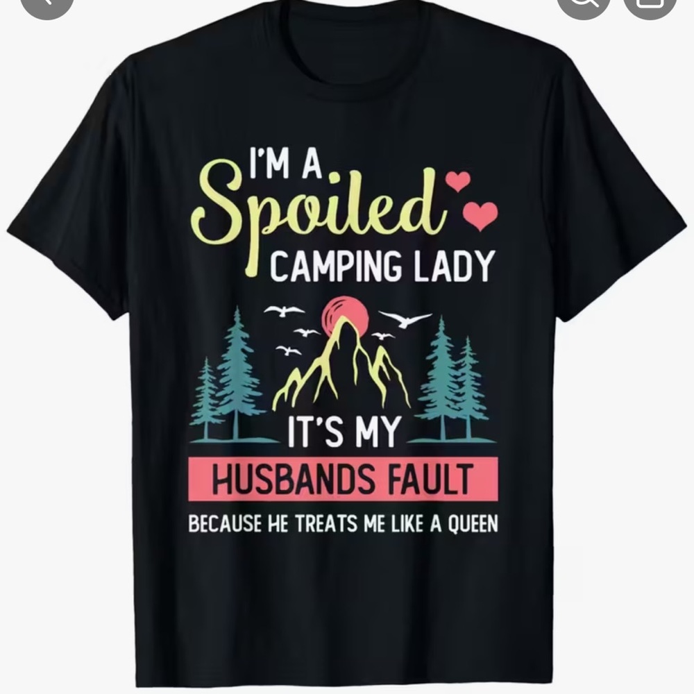 Black Roman’s Graphic Spoiled Camping Lady Shirt Sz XL